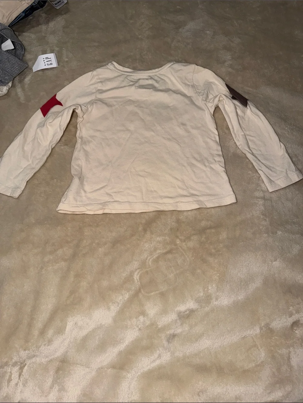 GAP Cream Long-Sleeve Tee with Multicolor Star Appliqués